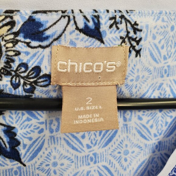Chico's Floral Print Long Sleeve V Neck Tunic Top Women Size 2 US Large Paisley - Picture 4 of 11